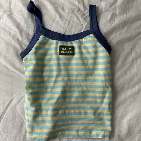 Daily Drills Tops - Daily Drills Blue & Pale Yellow Striped Camisole